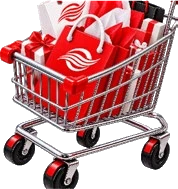 Shopping trolley with Wizzit-branded bags